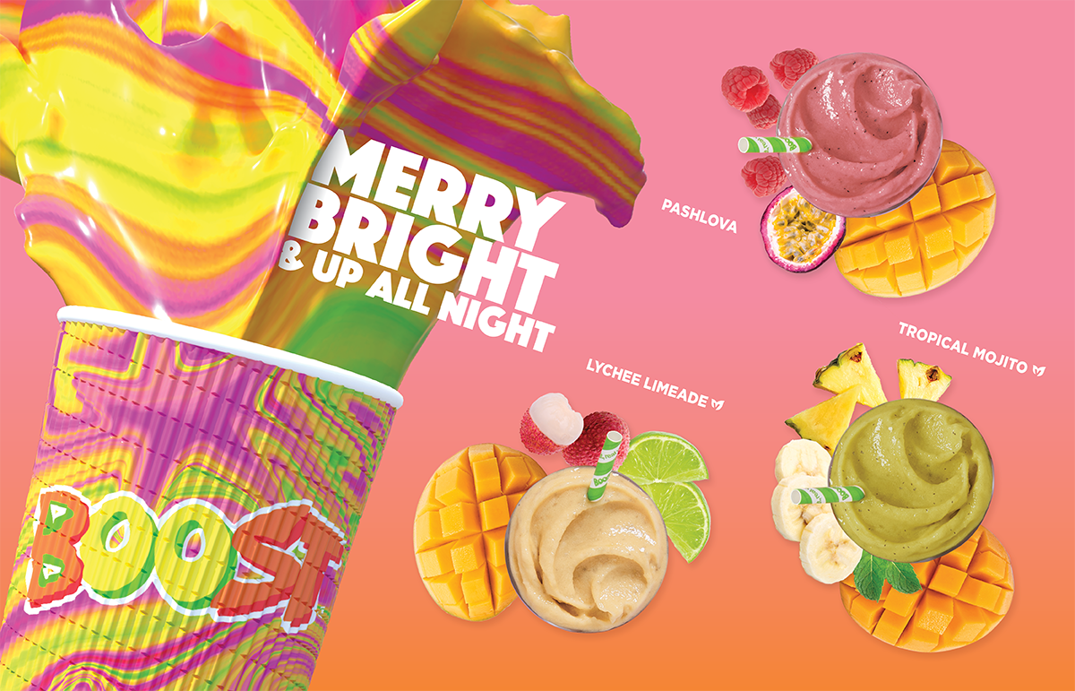 Boost Juice: Merry, Bright & Up All Night!